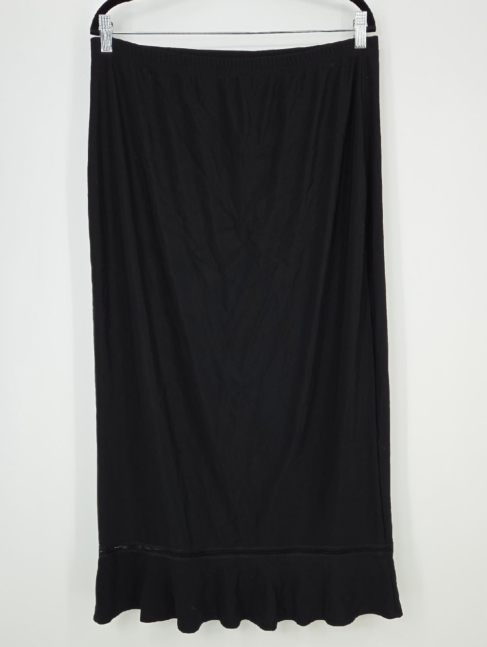 Vtg Claudia Richard Black Maxi Skirt with Ruffle Hem